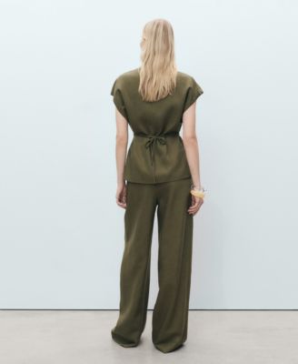 Women's Linen-Blend Straight-Fit Pants