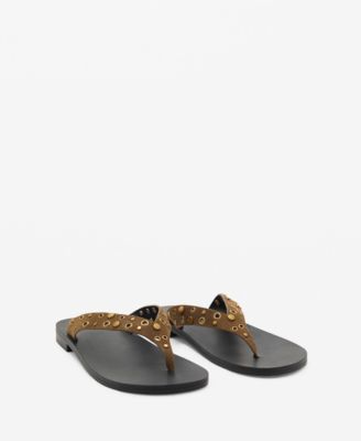 MANGO - Women's Die-Cut Straps Suede Sandals