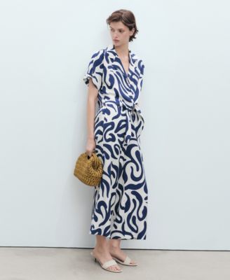 Women's Floral-Print Knot Detail Cropped Shirt