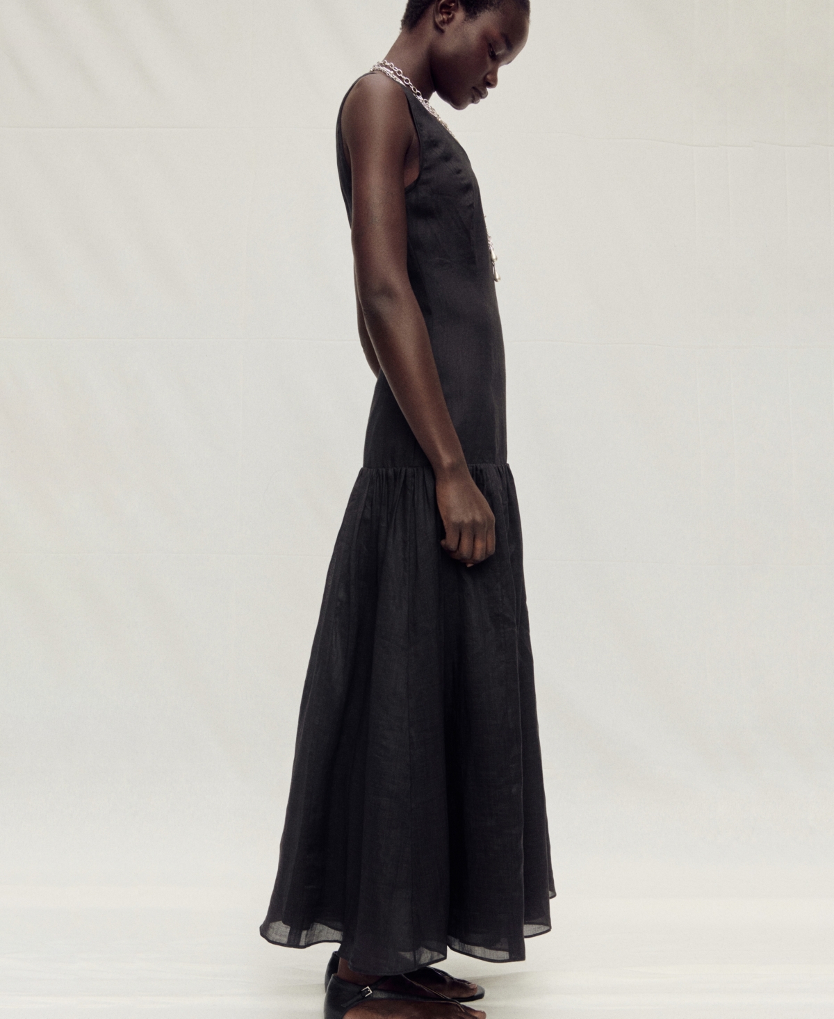 Shop Mango Women's Ruffled Linen-blend Dress