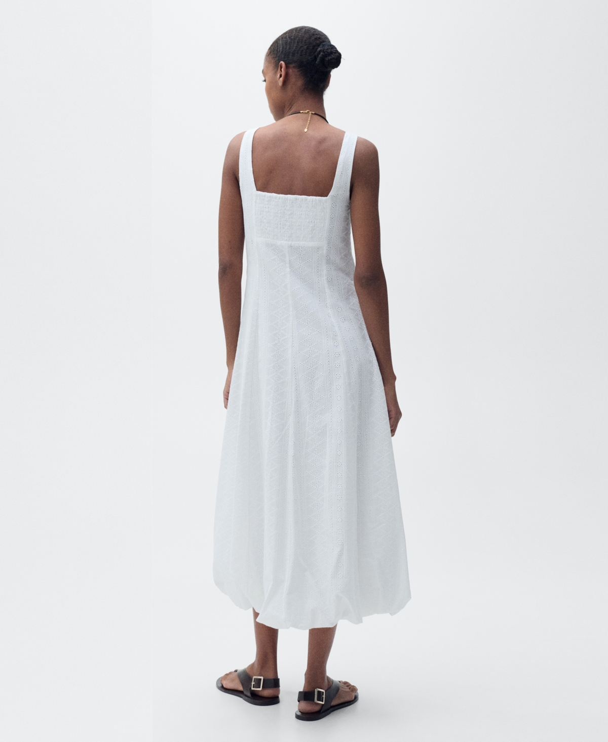 Shop Mango Women's Puffed Hem Embroidered Dress