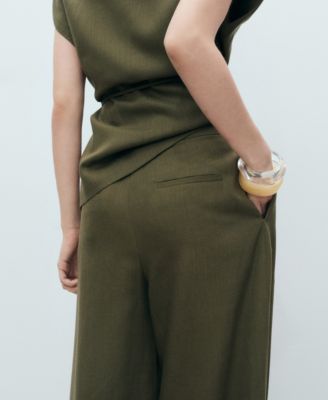 Women's Linen-Blend Straight-Fit Pants