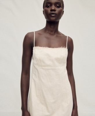 Women's Frayed Neckline Cotton Dress