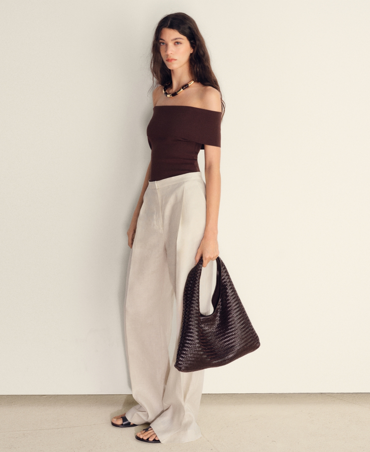 Mango Women's Pleated Linen Pants