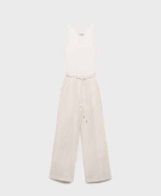 Women's Striped Combined Knitted Jumpsuit