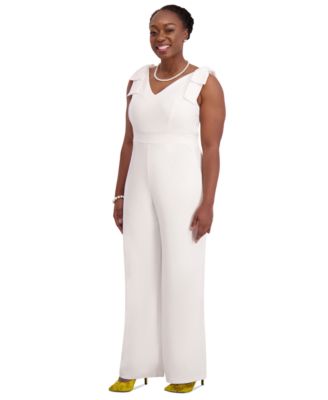 V-Neck Bow-Strap Jumpsuit, Regular & Plus Sizes
