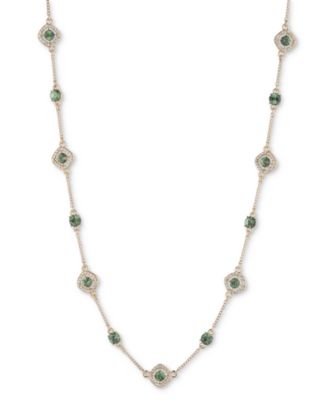 Givenchy - Silver-Tone Pav&eacute; & Round Crystal Halo Station Necklace, 16" + 3" extender