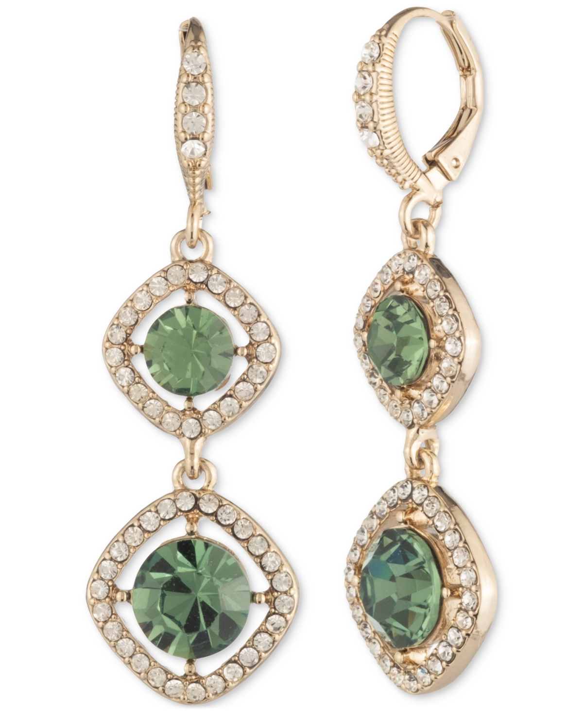 Givenchy Pave & Round Crystal Halo Double Drop Earrings