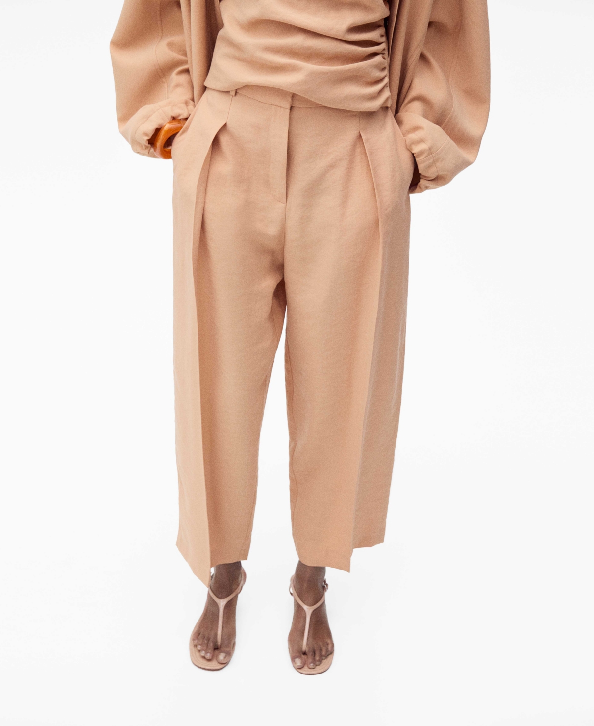 Shop Mango Women's Pleated Straight-fit Lyocell Pants