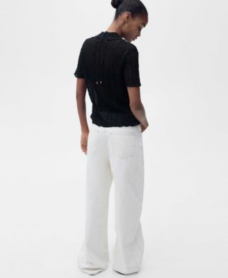 Women's Textured Polo-Neck Cardigan