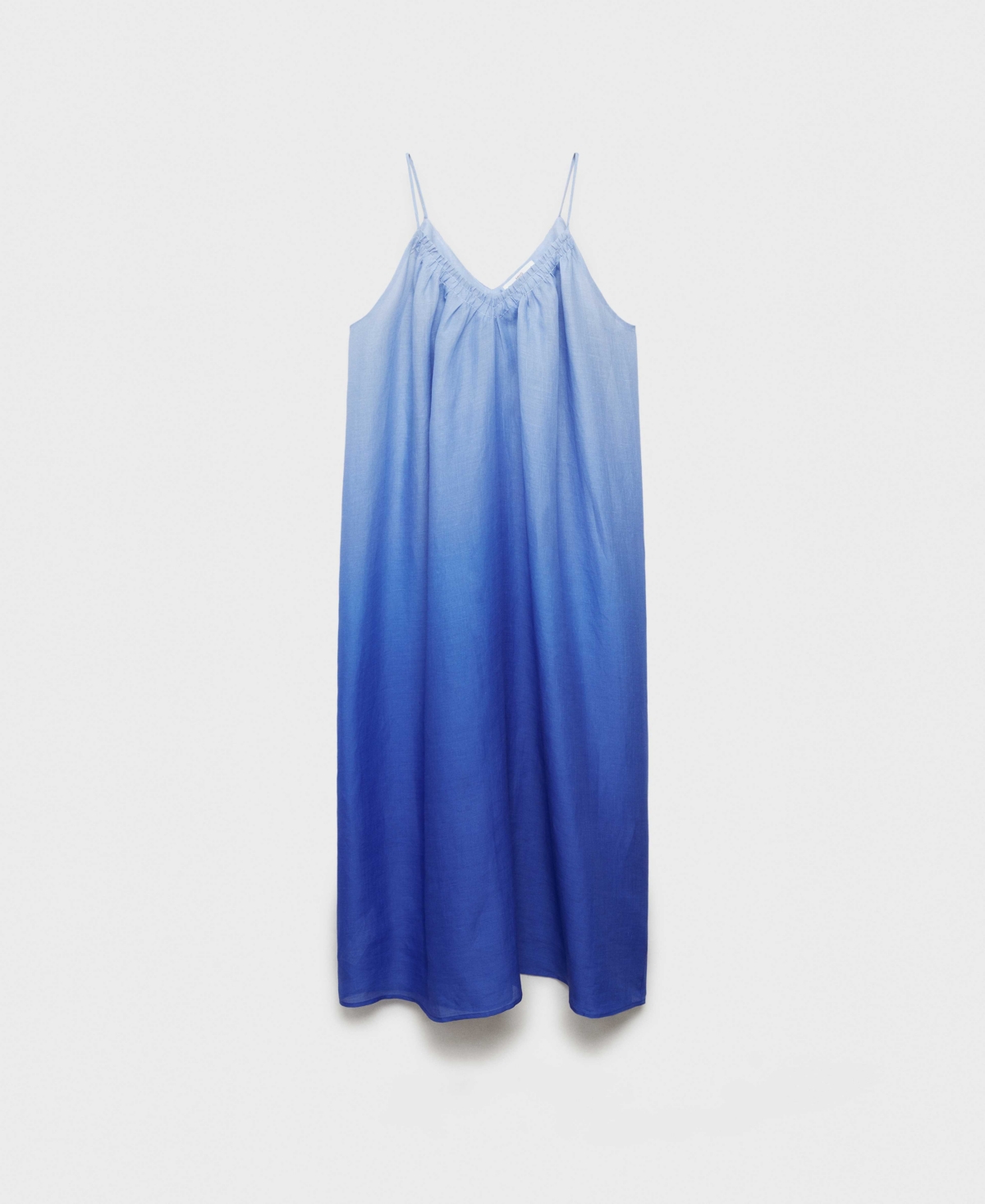 Mango Chemise De Nuit En Ramie Effet Dégradé Bleu - Femme - L -  In Blue