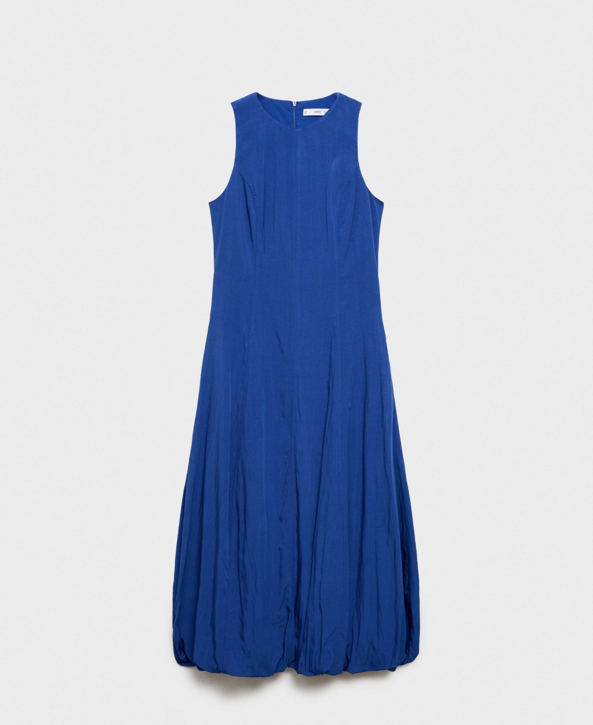Mango Sleeveless Bubble Hem Midi Dress In Blue