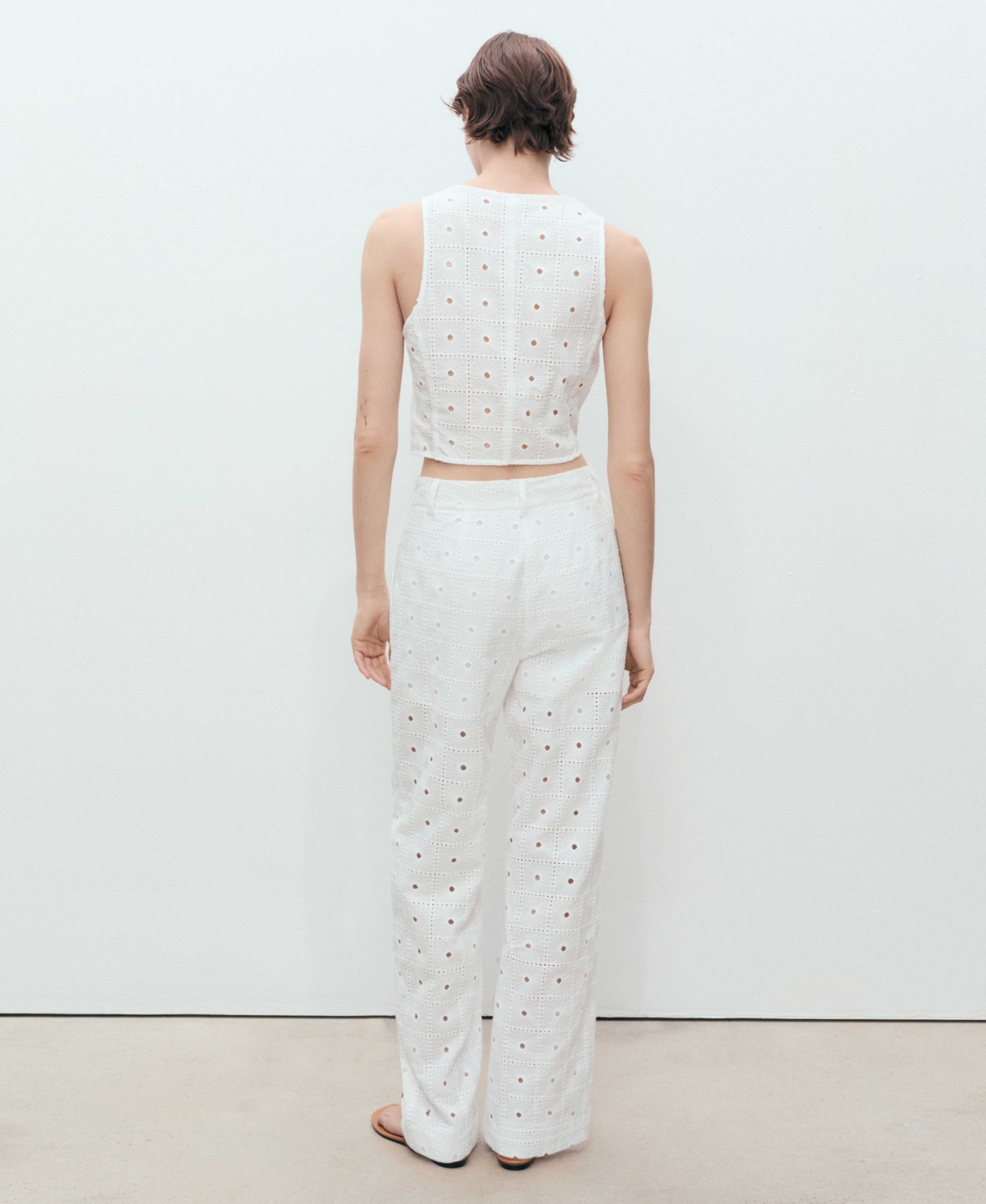 Mango Embroidered Cotton Waistcoat With Bows White