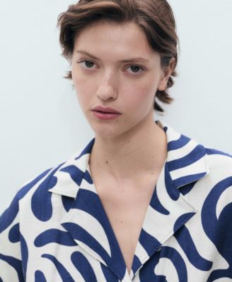 Women's Floral-Print Knot Detail Cropped Shirt