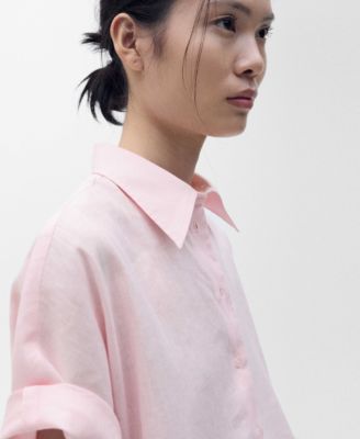 Women's Short Sleeve Linen-Blend Shirt