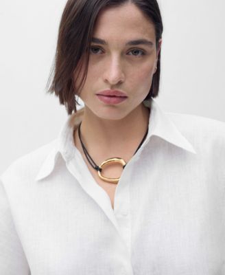 Women's Short Sleeve Linen-Blend Shirt