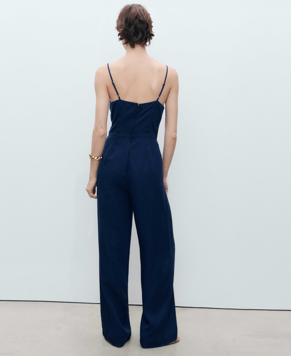 Shop Mango Women's Long Denim-effect Jumpsuit