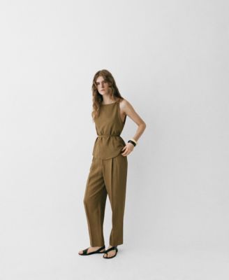 Women's Linen-Blend Pleated Pants