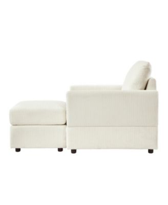 Corduroy Chaise Lounge with Ottoman for Living Room
