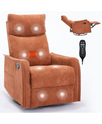 Streamdale Heat Massage Manual Recliner Chair with Rocker and Swivel in Fabric for Living Room