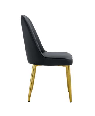 Streamdale Set of 8 Dining Chairs with PU Backrest and Gold Metal Legs