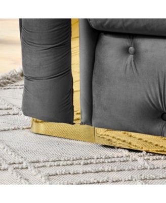 90" Velvet Button Tufted Chesterfield Sofa - Gray