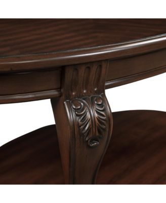 42" Oval Wood Coffee Table with Storage