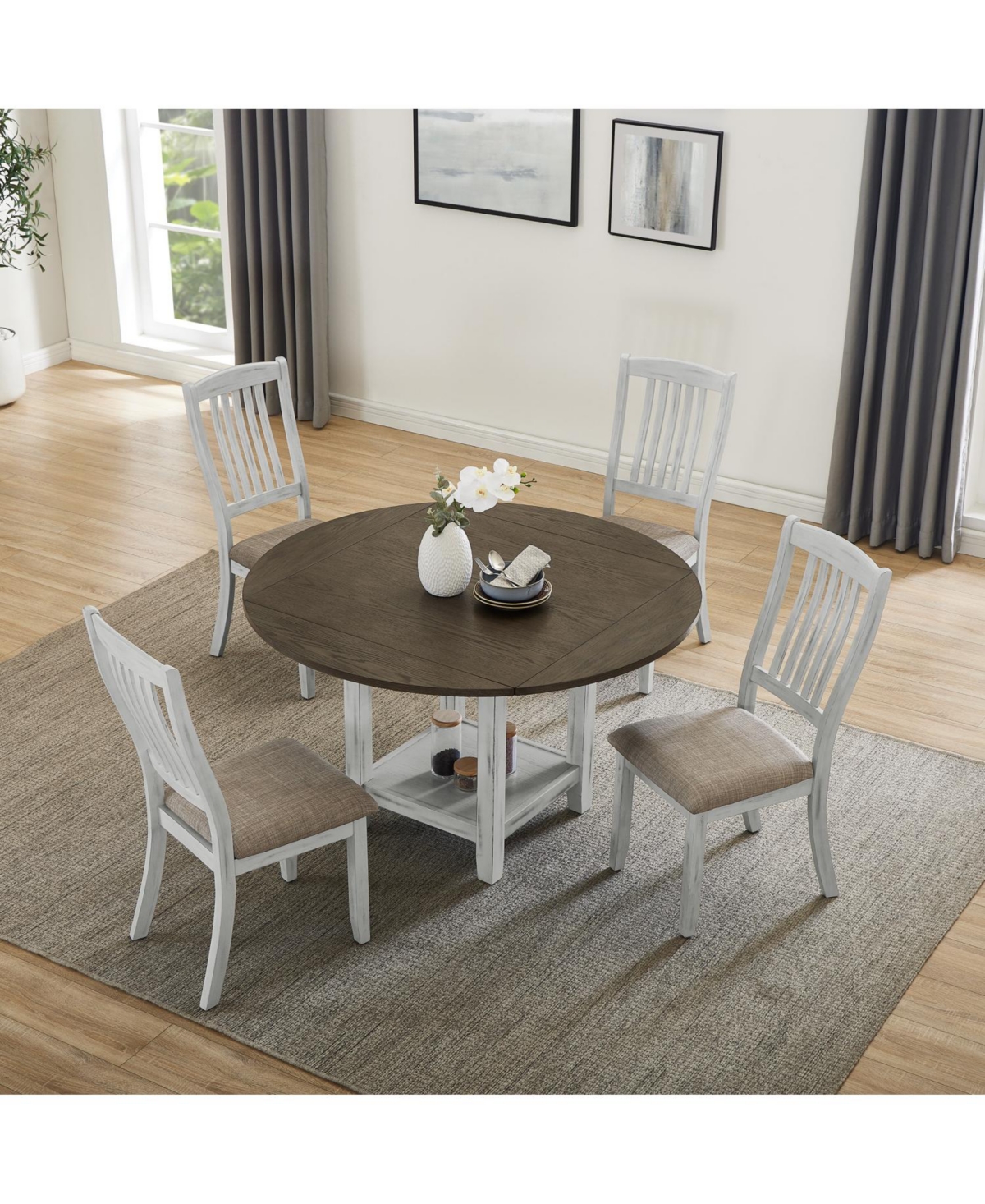 Streamdale Folding Table Seats 4, Storage, Space-Saving, Expandable