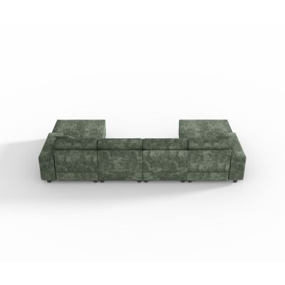 Corduroy U-Shaped Sofa, 4 Seat Sofa Bed, Modern Living Room