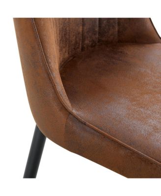 8-Piece Brown Velvet Dining Chair Set with Black Metal Legs