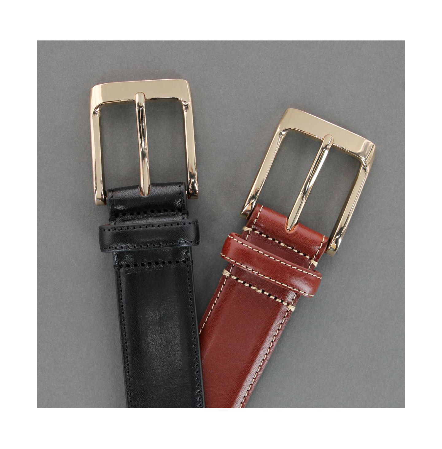 Мужской ремень TRAFALGAR Cornelius 35mm Cortina Leather Dress Belt, цвет: Чёрный — фото 5
