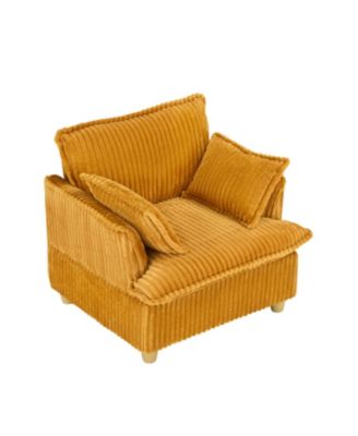 Streamdale Corduroy Sofa with Ottoman & Pillows - Living Room/Balcony/Study