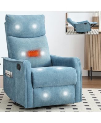 Streamdale Heat Massage Manual Recliner Chair with Rocker and Swivel in Fabric for Living Room