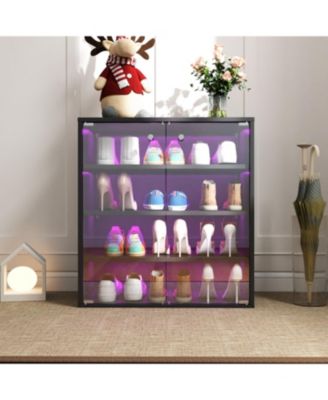Streamdale RGB LED Shoe Storage Box with Glass Door, Stackable (4 Tier-1)