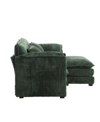 Streamdale Chenille fabric, removable armrests with side pockets, high density sponge filling, oversized double sofa with footstool