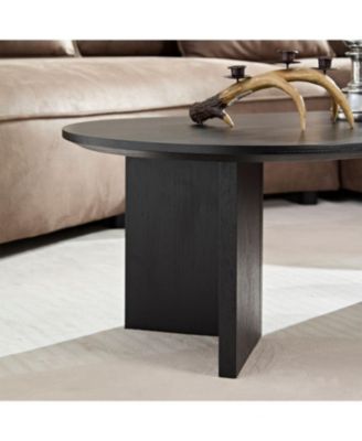 Modern 39.37" Oval Coffee Table with Pedestal Base