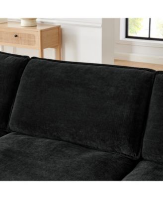 Streamdale Modern L-Shaped Sectional Sofa with Ottoman, 4-Seat Couch (Black