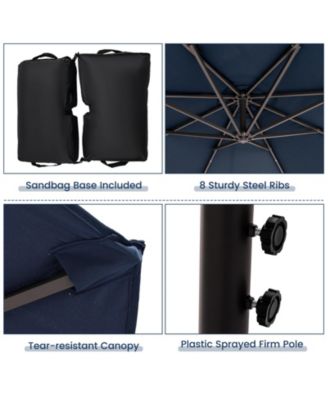 10 Feet Cantilever Umbrella with 32 LED Lights and Solar Panel Batteries