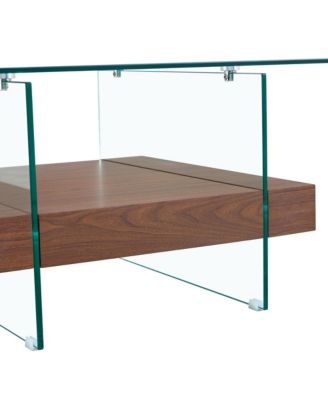 31.4" Tempered Glass & MDF 2-Tier Modern Square Coffee Table