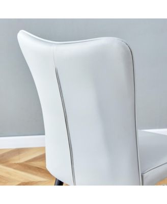 Modern Marble Dining Set Black Table & Light Gray Striped Chairs