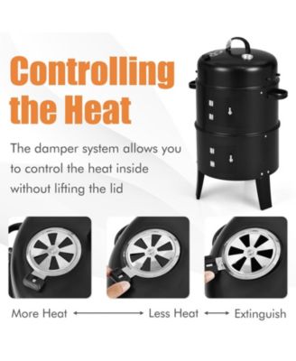 3-in-1 Charcoal BBQ Grill Cambo with Built-in Thermometer