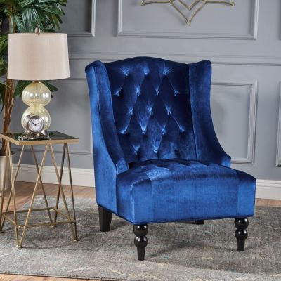 Streamdale Contemporary Wingback Chair with Diamond Stitching and Birch Wood Legs