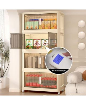 Streamdale Folding Storage Cabinet with Wheels and Magnetic Door