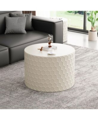 Streamdale Minimalist Nesting Coffee Table Set, Honeycomb Design (Beige)