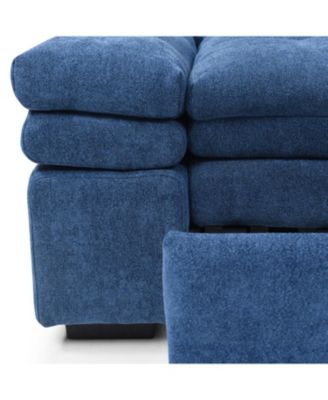 Streamdale Blue Sleeper Sofa Bed with Teddy Chaise