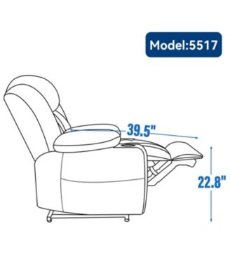 Streamdale 1 Pc. Blue Chenille Upholstered Power Lift 8-Point Massage Recliner with Lumbar Heat, USB Ports & Stainless Steel Cup Holders Chair