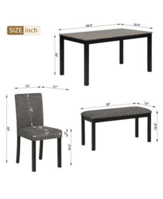 Streamdale 6-Piece Light Grey & Black Dining Set with Bench