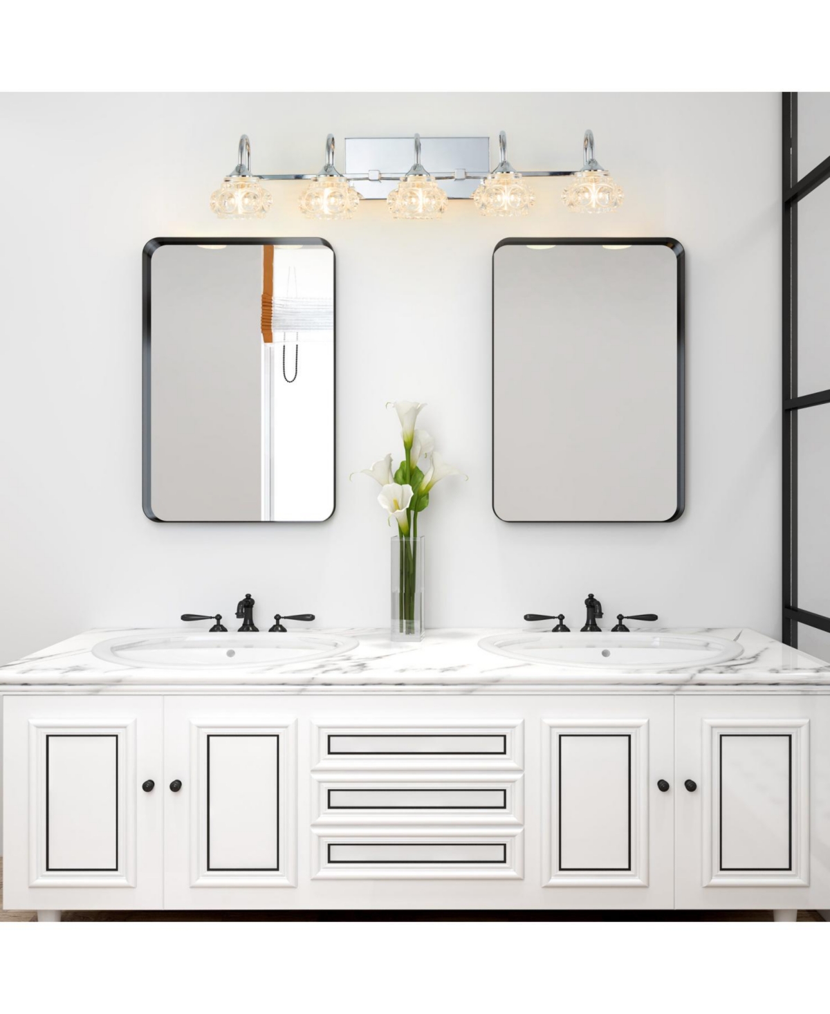 Streamdale Brushed Nickel Vintage Crystal Vanity Light (5-Light, No Bulbs)