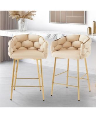Streamdale Modern Counter Stools Set of 2, Beige, with Footrest