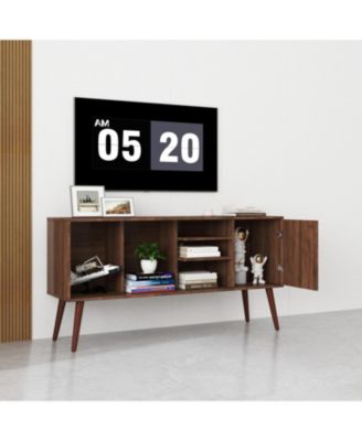 TV Stand Use in Living Room Furniture with 1 storage and 3 shelves Cabinet